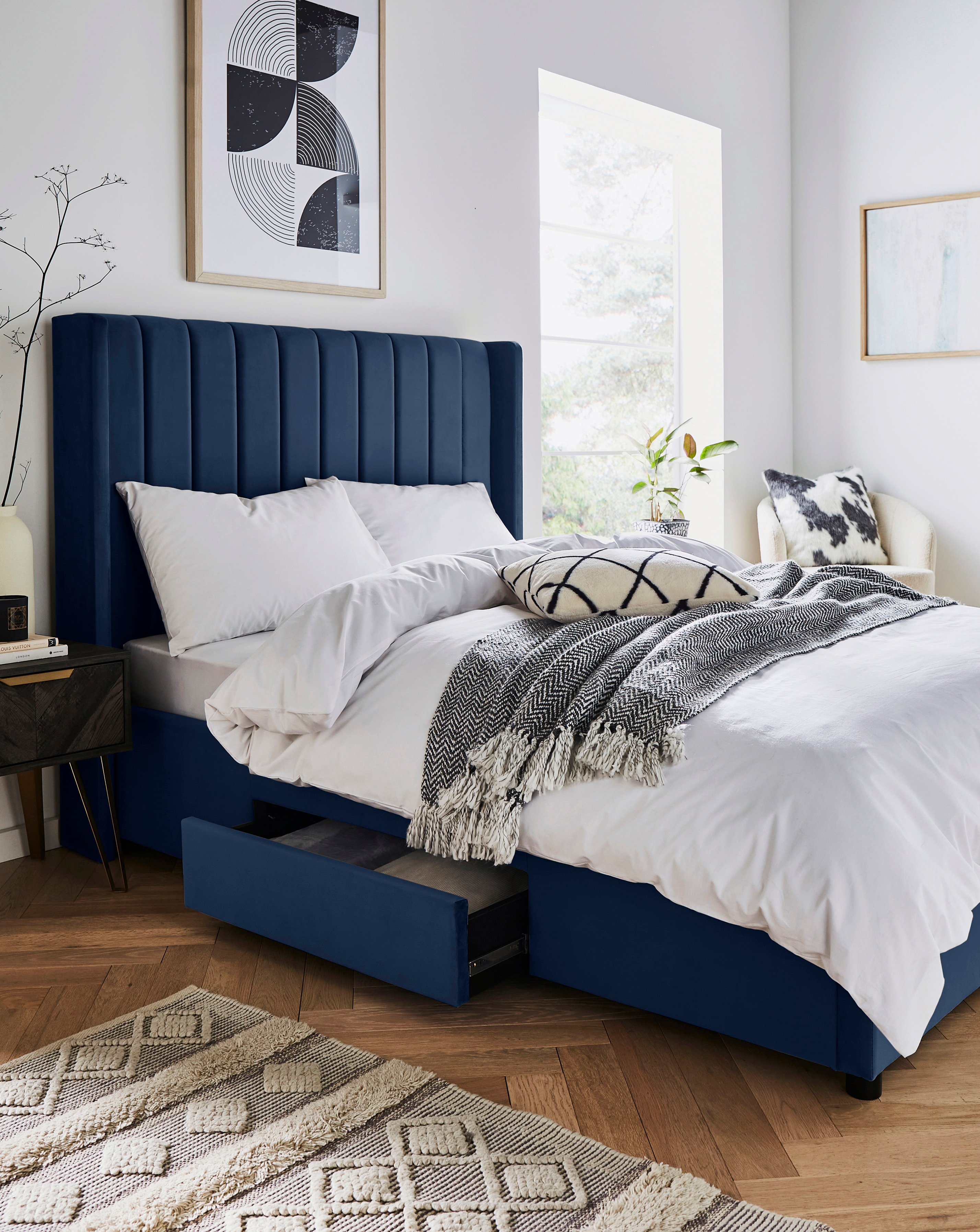Eloise Velvet Storage Bed with Mattress