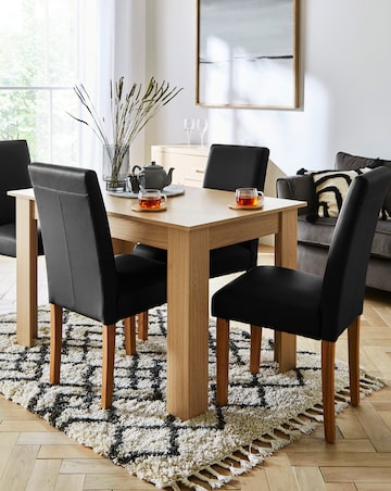 Dakota Small Dining Table with 4 Ava Faux Leather Chairs