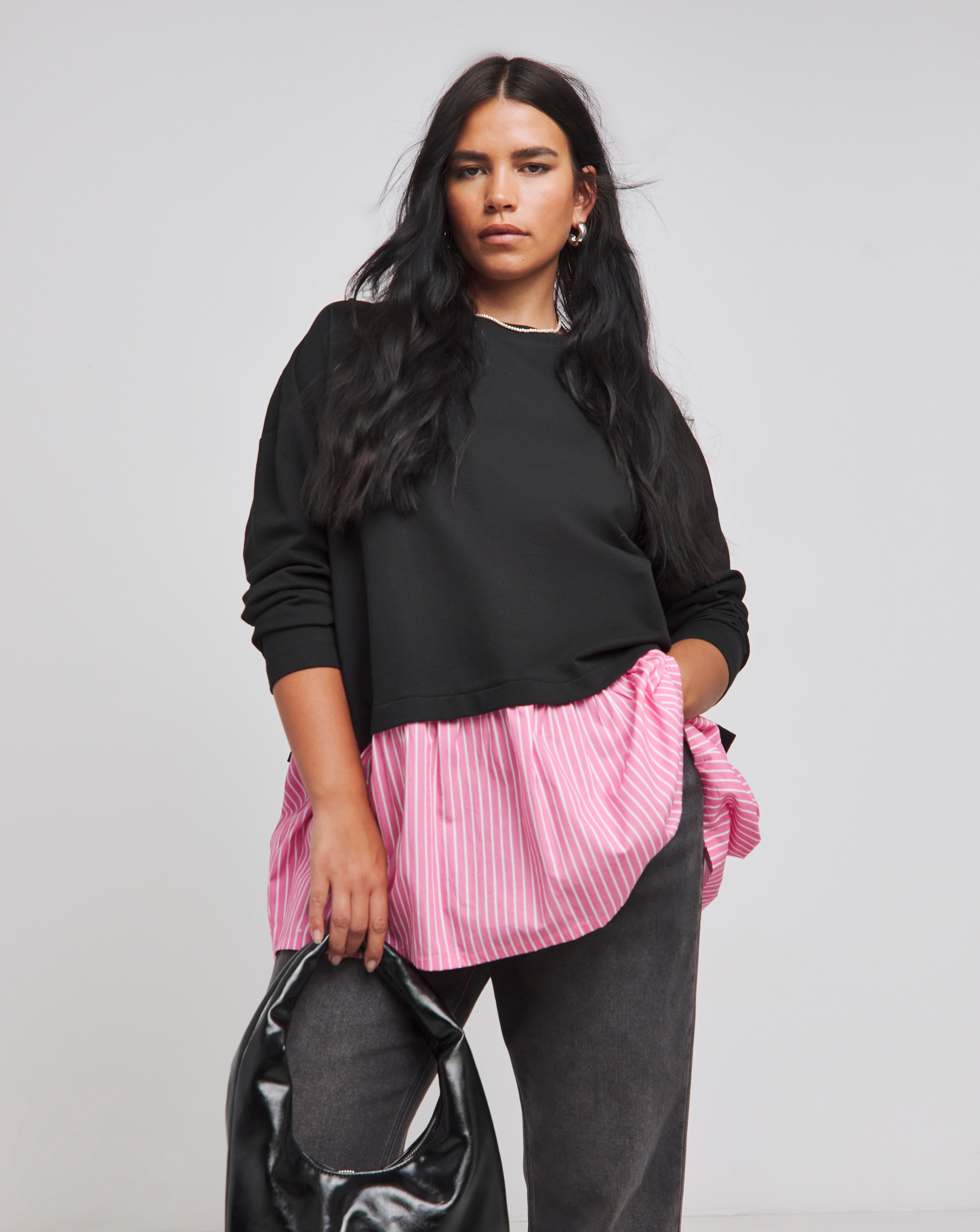 2 In 1 Sweat With Woven Shirt