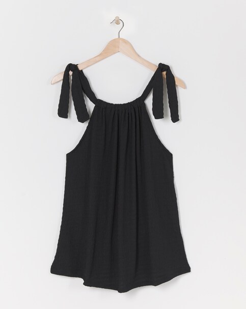 Textured Tie Shoulder Top
