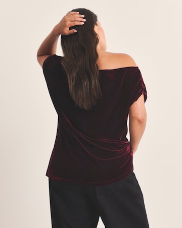 Wine Red Velour Off The Shoulder Top
