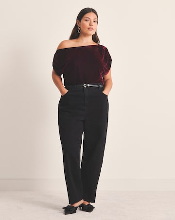 Wine Red Velour Off The Shoulder Top
