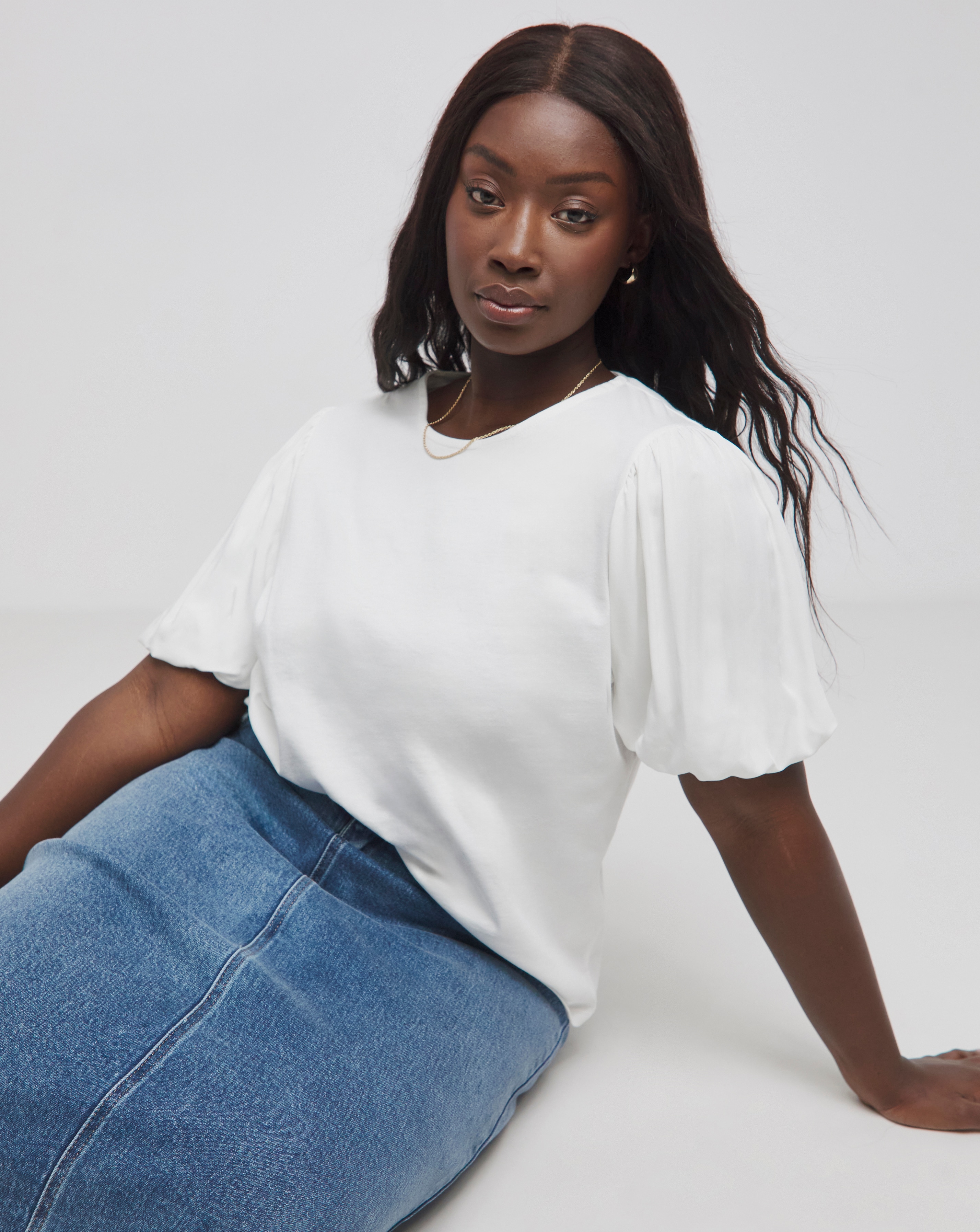 Poplin Puff Sleeve Tee