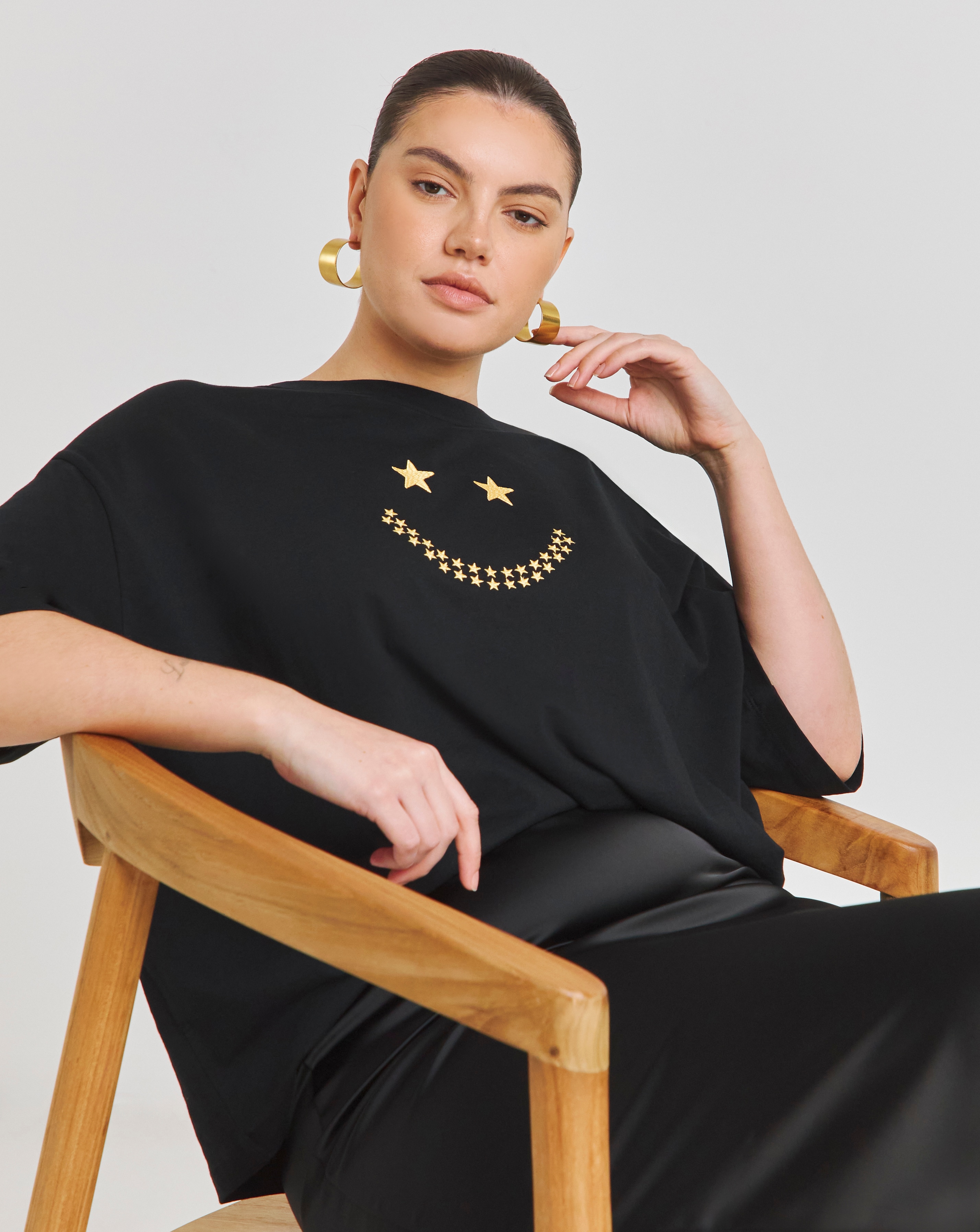 Embroidered Smiley Star Tee