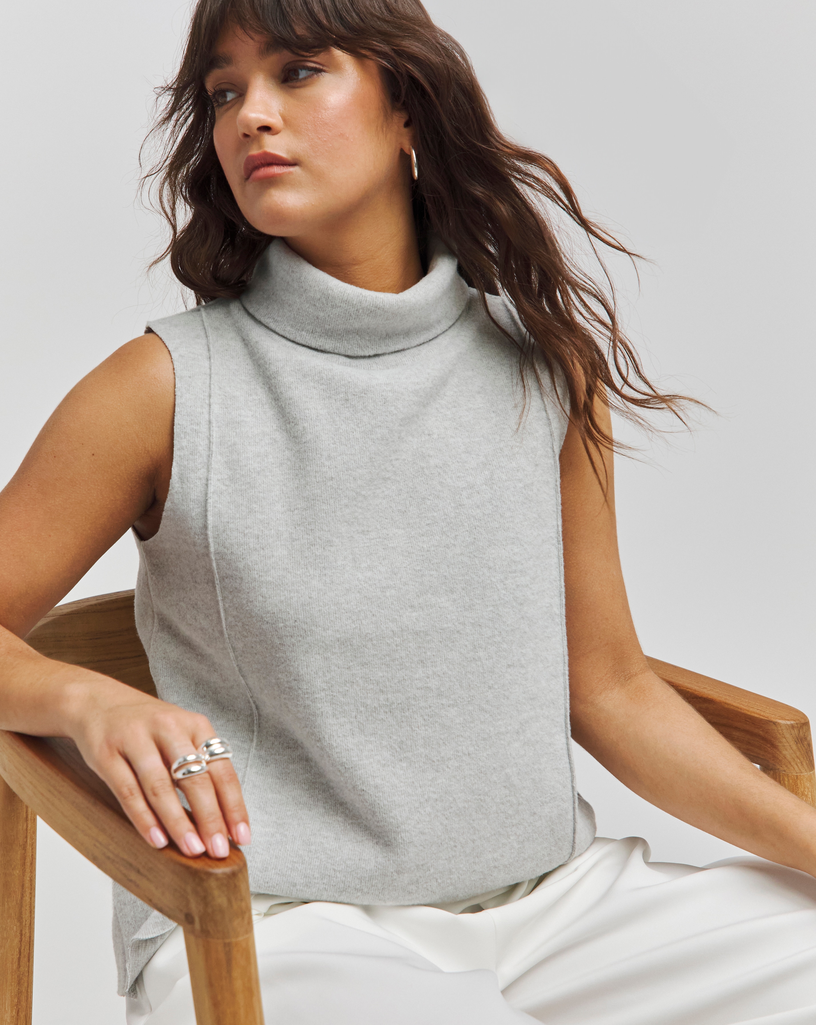 Cut & Sew Roll Neck Vest