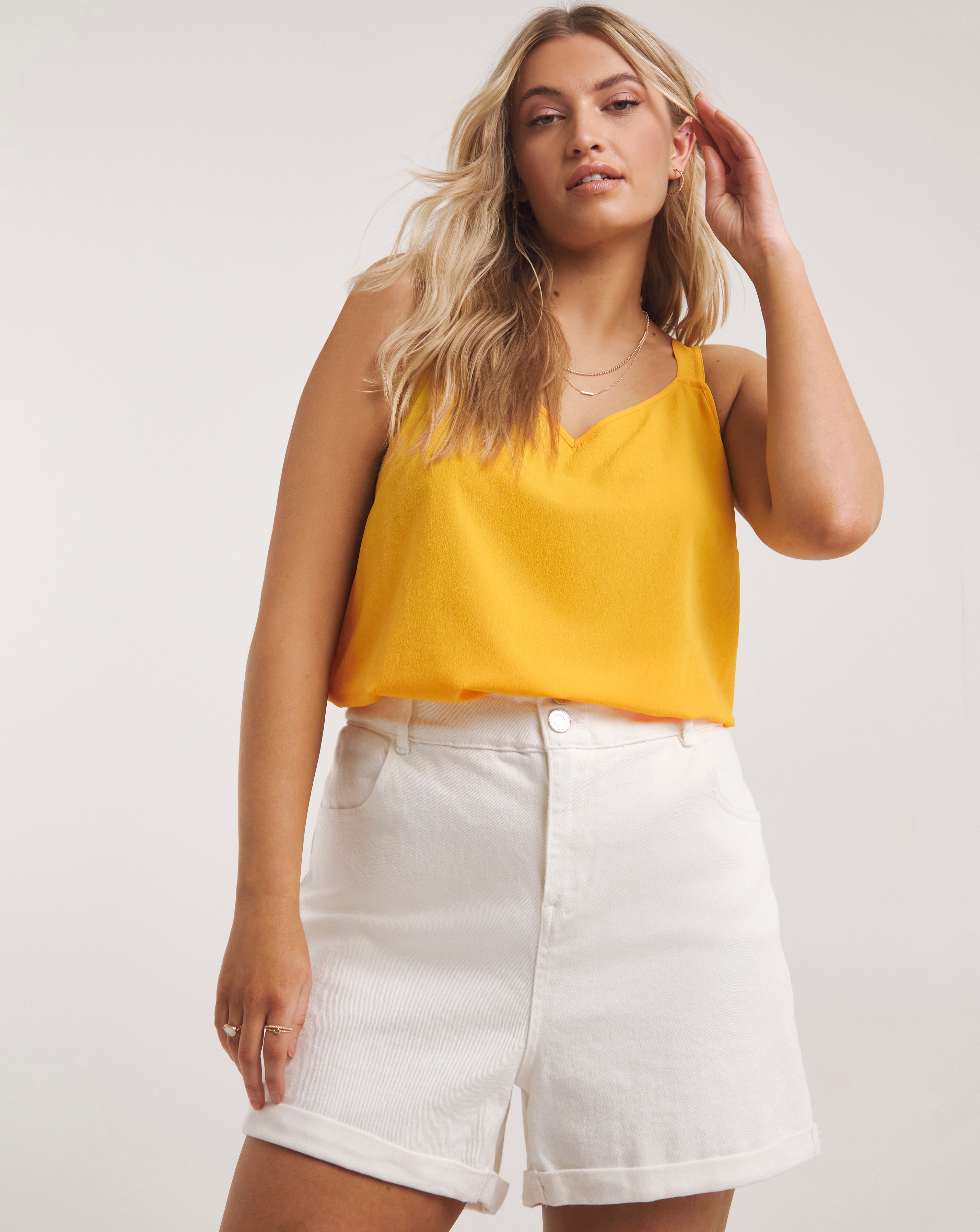 Lightweight Mustard Scoop Neck Cami