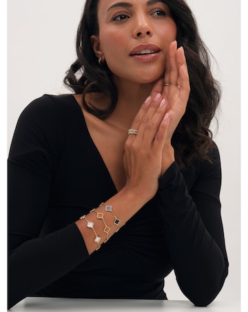 Jon Richard Gold Plated Jet Enamel Clover Bracelet
