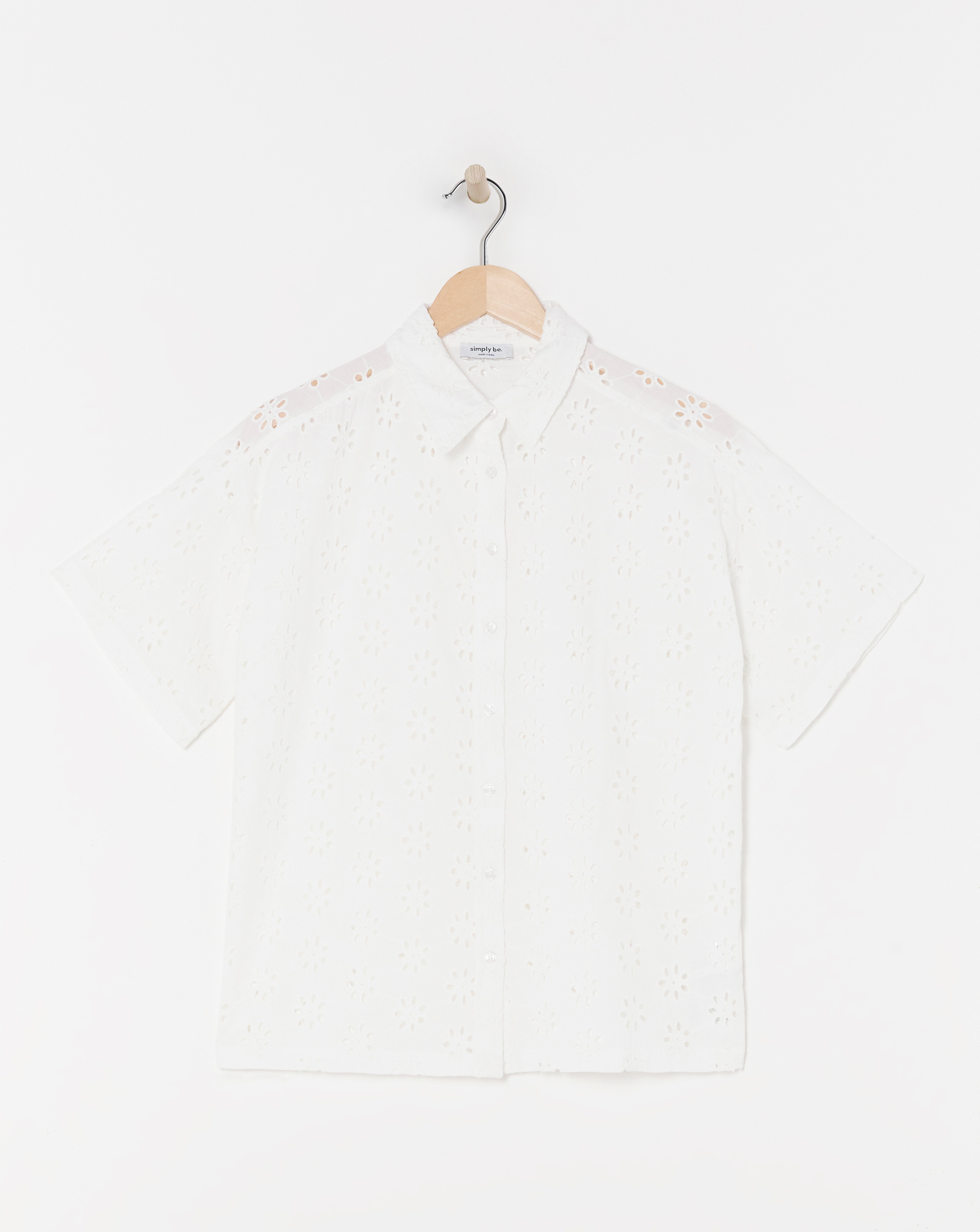 White Broderie Boxy Shirt