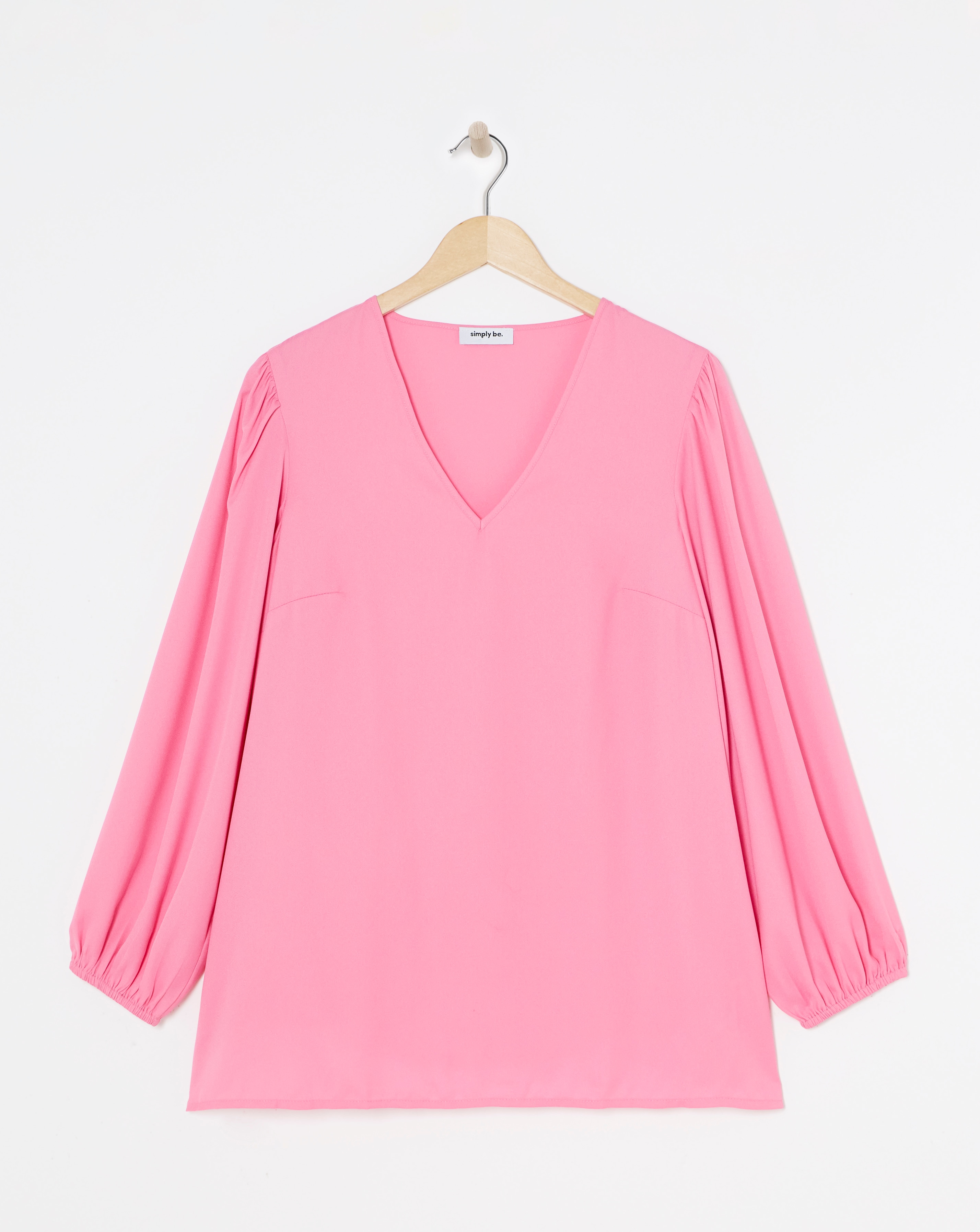 Pink Long Sleeve Woven Boxy Blouse