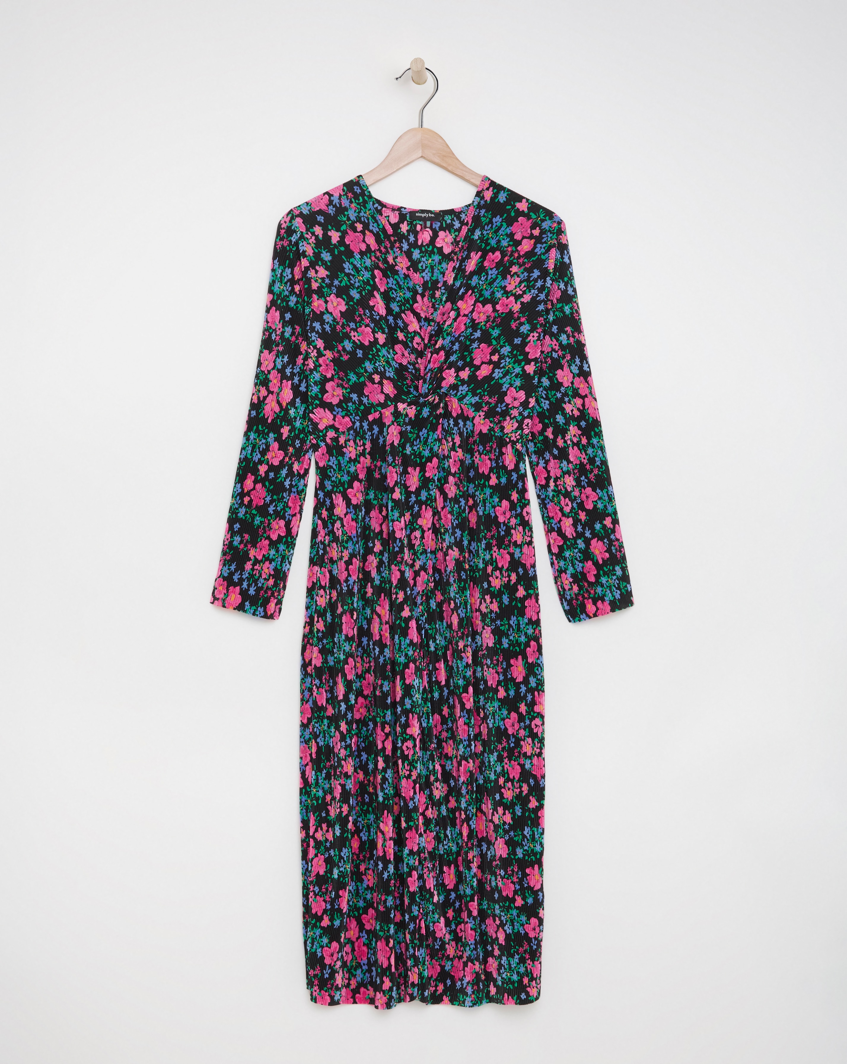 Twist Front Plisse Midi Dress