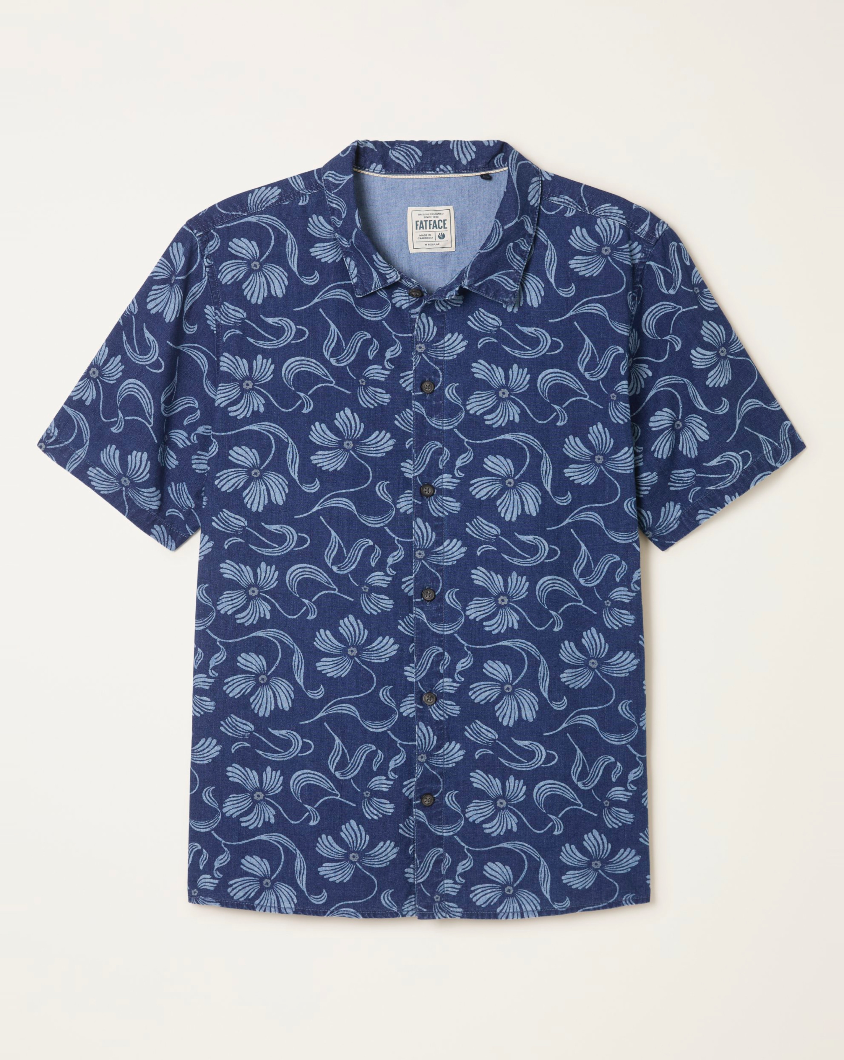 New In - FatFace Hibiscus Print Shirt - Indigo