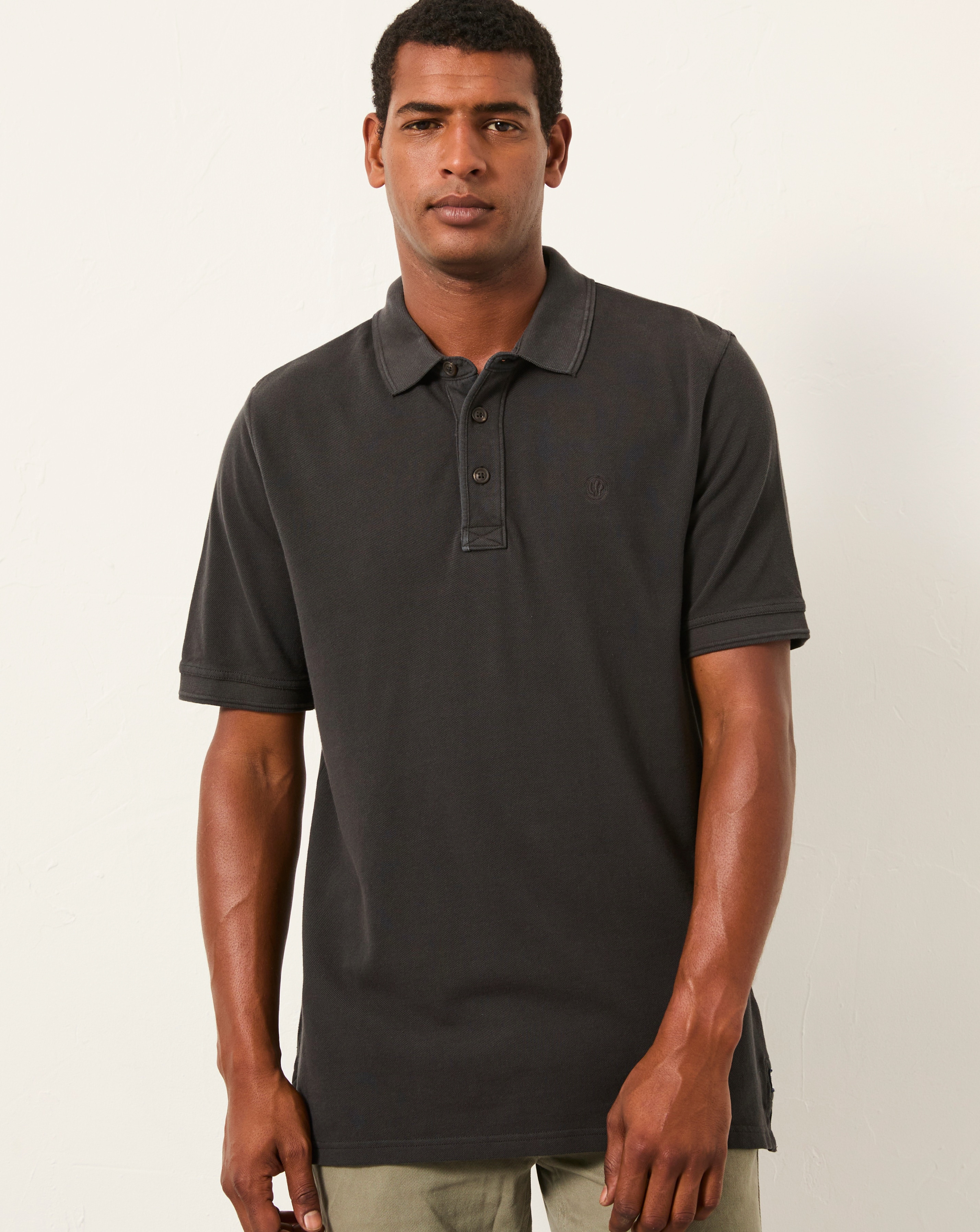 New In - Fatface Pique Short Sleeve Polo - Black