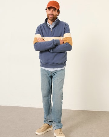 FatFace Brooke Half Neck Colour Block Sweatshirt (Regular & Tall) - Denim Blue