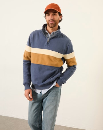 FatFace Brooke Half Neck Colour Block Sweatshirt (Regular & Tall) - Denim Blue