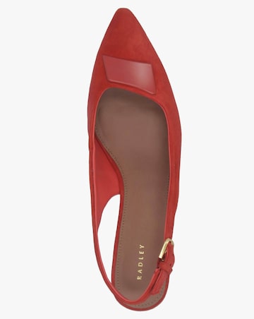 Radley Bliss Crescent Flame Suede Block Heeled Sling Backs Standard Fit