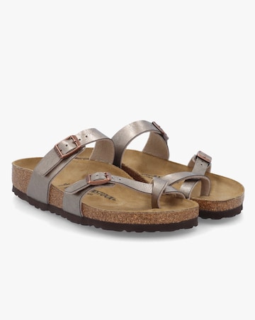 Birkenstock Mayari Graceful Taupe Birko-Flor Thong Sandals Narrow Fit