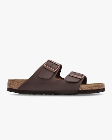 Birkenstock Arizona Birko-Flor Dark Brown Two Bar Mules Narrow Width
