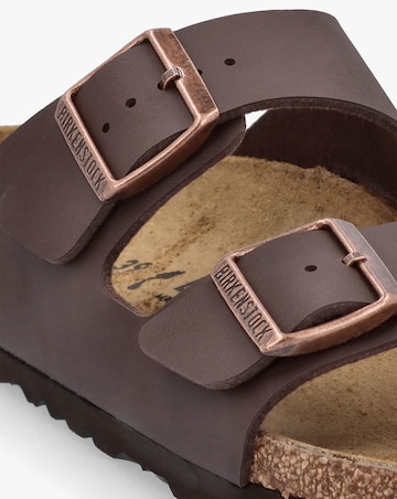 Birkenstock Arizona Birko-Flor Dark Brown Two Bar Mules Narrow Width