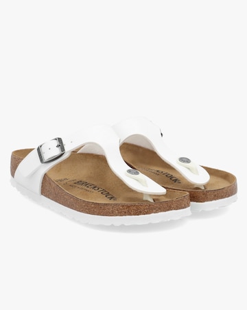 Birkenstock Gizeh Birko Flor White Toe Post Sandals Standard Fit