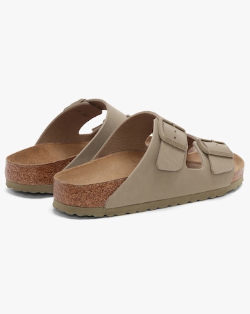 Birkenstock Arizona Birko-Flor Faded Khaki Two Bar Mules Narrow Width