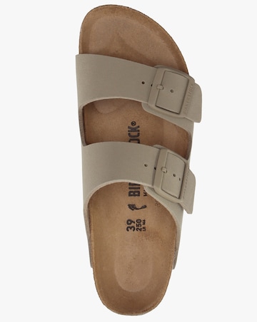 Birkenstock Arizona Birko-Flor Faded Khaki Two Bar Mules Narrow Width
