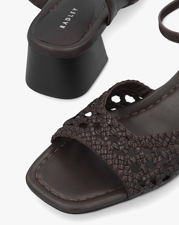 Radley The Camden Chocolate Leather Woven Low Heel Sandals Standard Fit