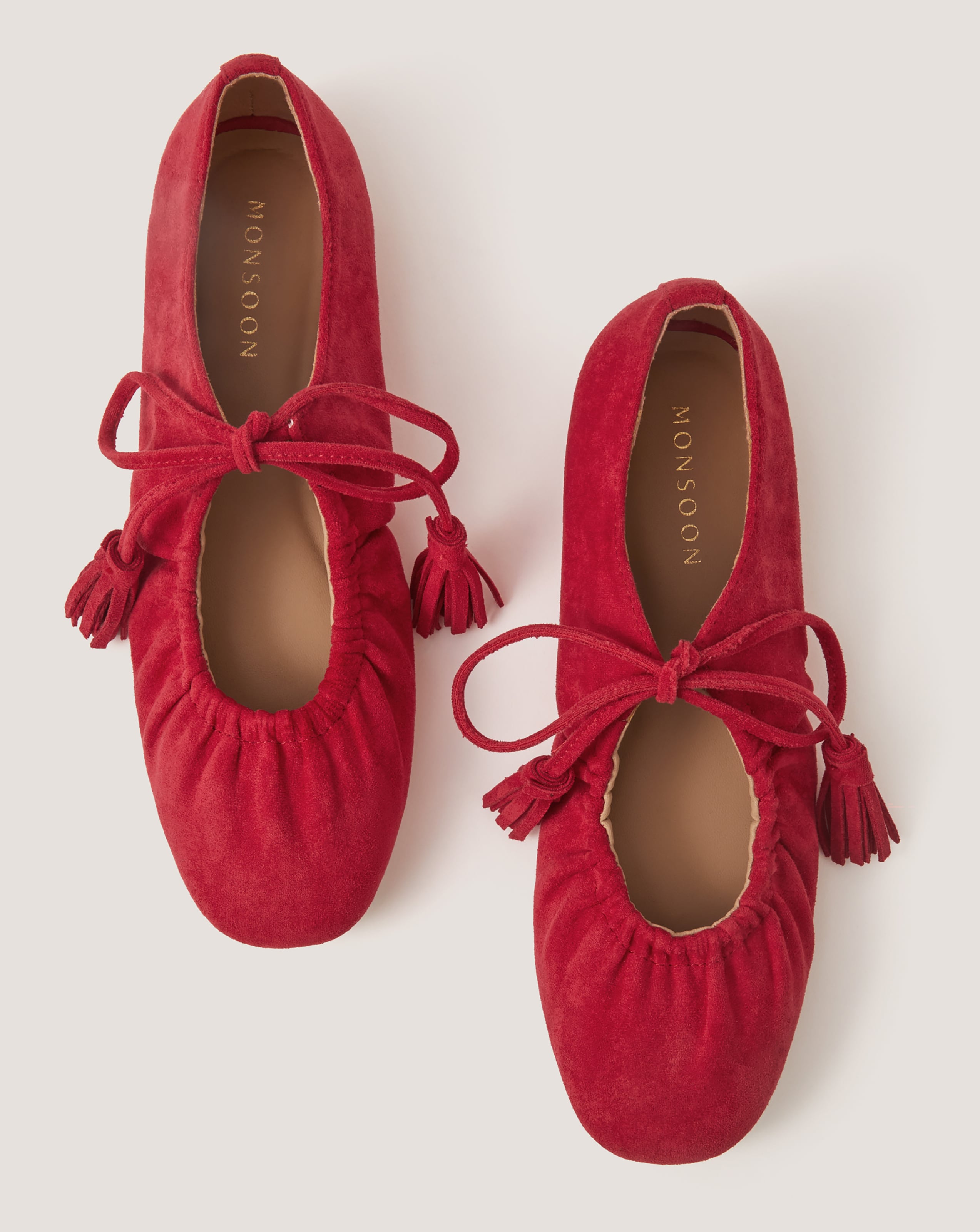 New In - Monsoon Blair Faux Suede Ballet Pumps