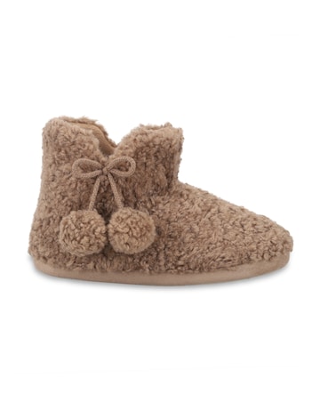 totes Womens Textured Faux Fur Boot Slippers