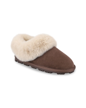 totes Isotoner Womens Suede Boot Slipper with Faux Fur Cuff