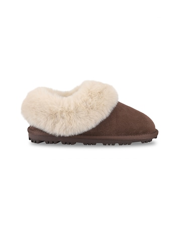 totes Isotoner Womens Suede Boot Slipper with Faux Fur Cuff
