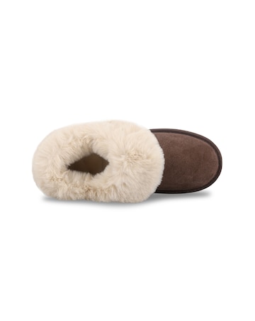 totes Isotoner Womens Suede Boot Slipper with Faux Fur Cuff