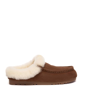 EVERAU Creago Moccasin Slippers in Chocolate