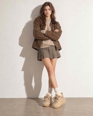 EVERAU Marbled Lace up Platform Boots in Sand