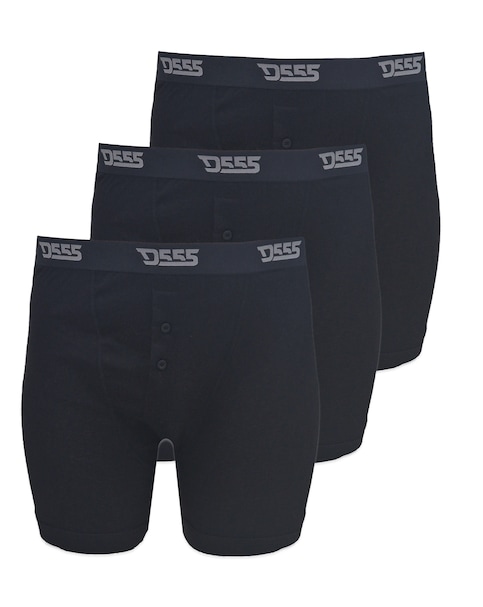 D555 Big & Tall Driver-2 Pack of 3 Cotton Boxer Short - (Black x 3)