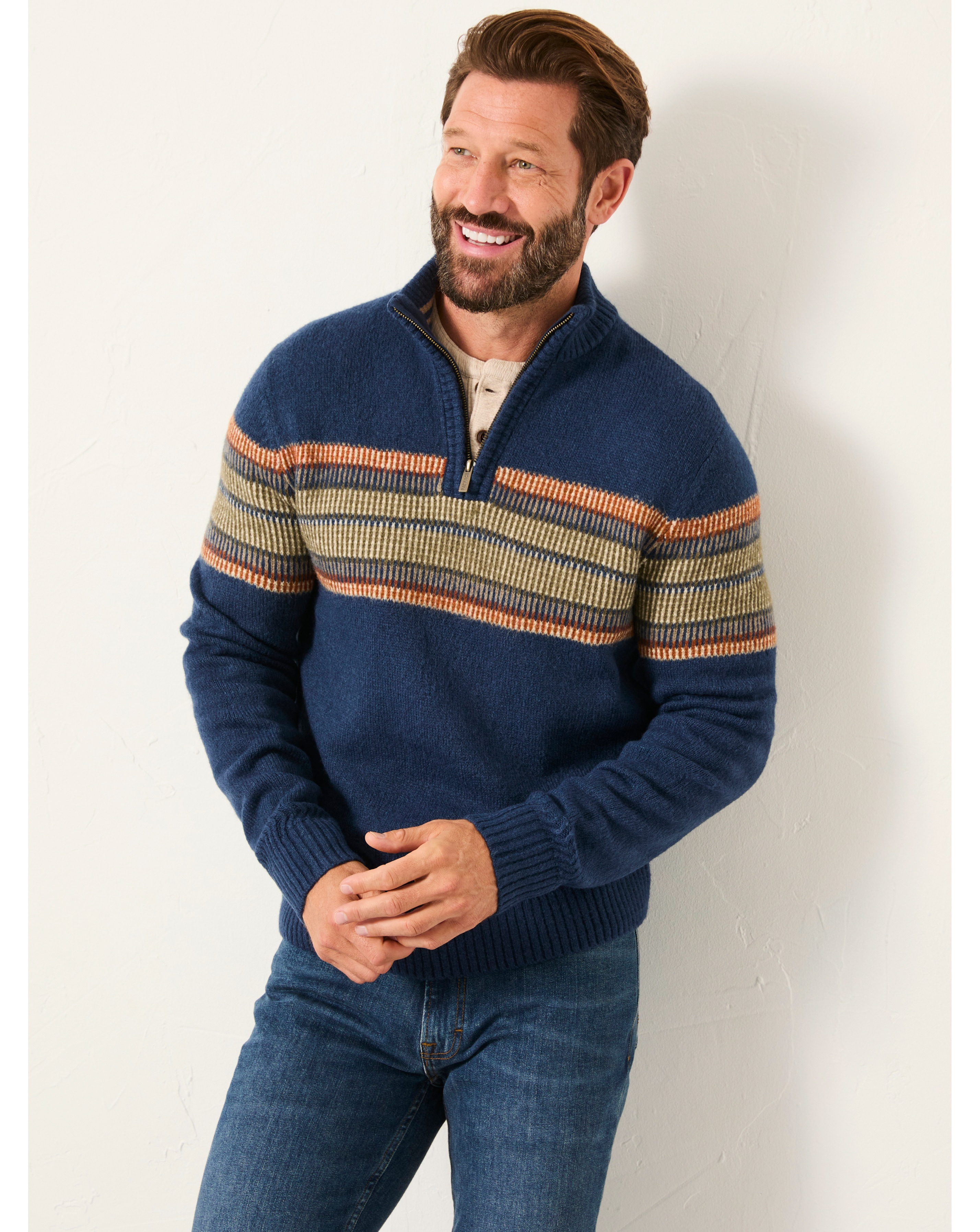 FatFace Runswick 1/2 Neck Jumper - Navy