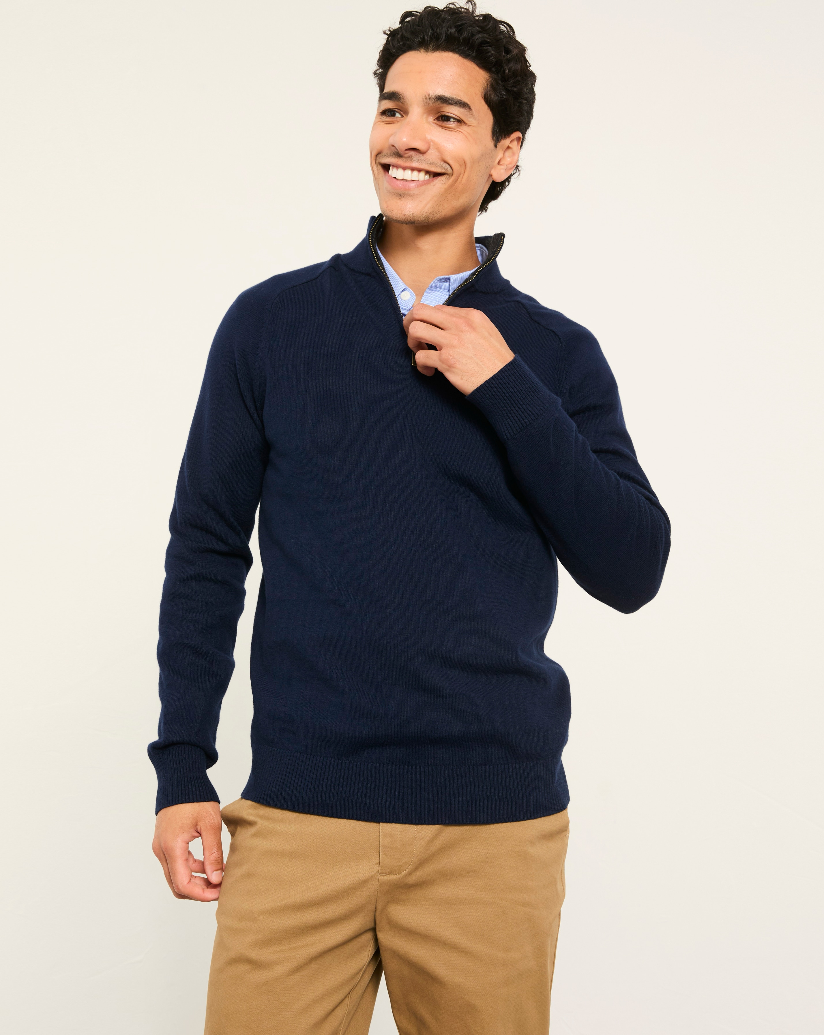 FatFace Rye 1/2 Neck Jumper - Navy
