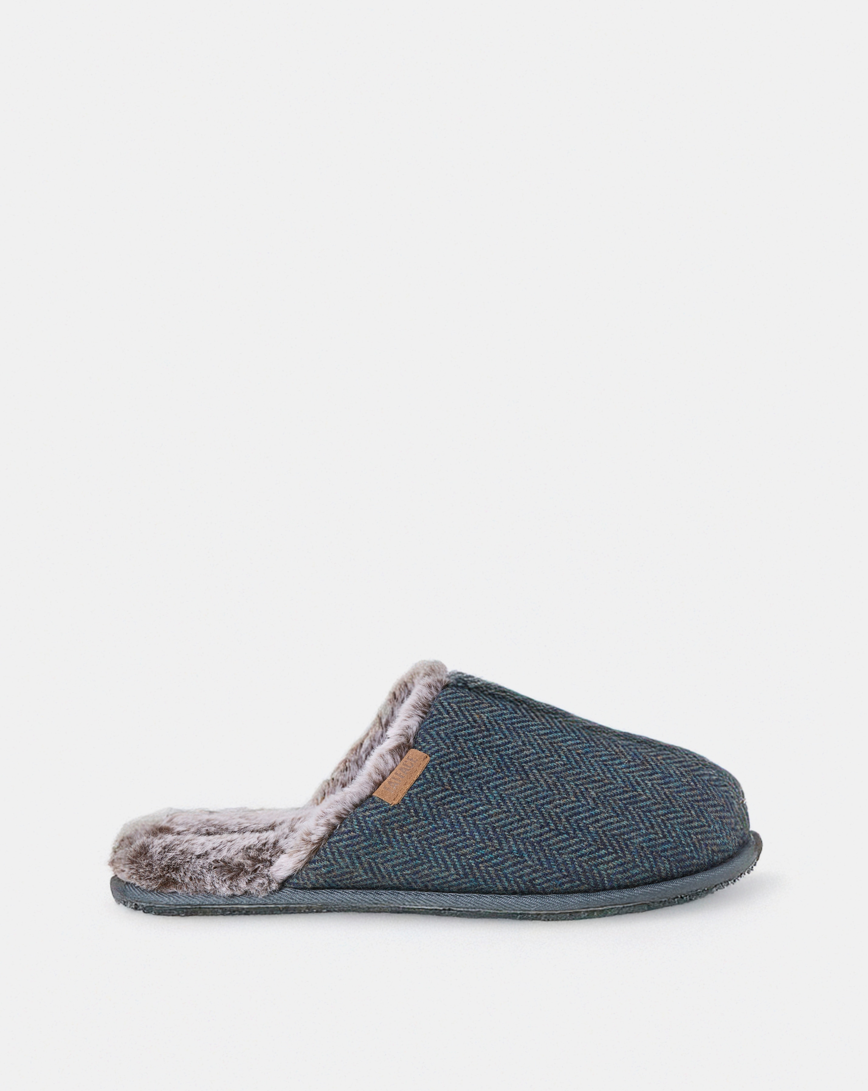 FatFace Harvey Check Mule Slipper - Blue