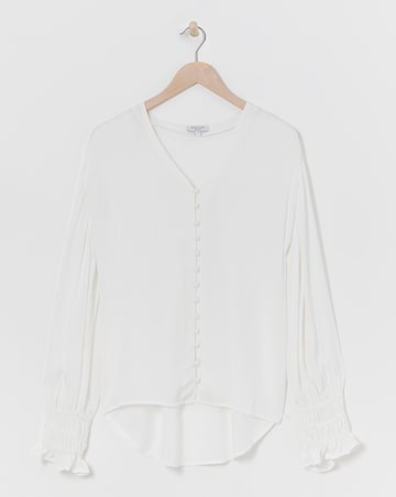 Ivory Button Through Dipped Back Blouse