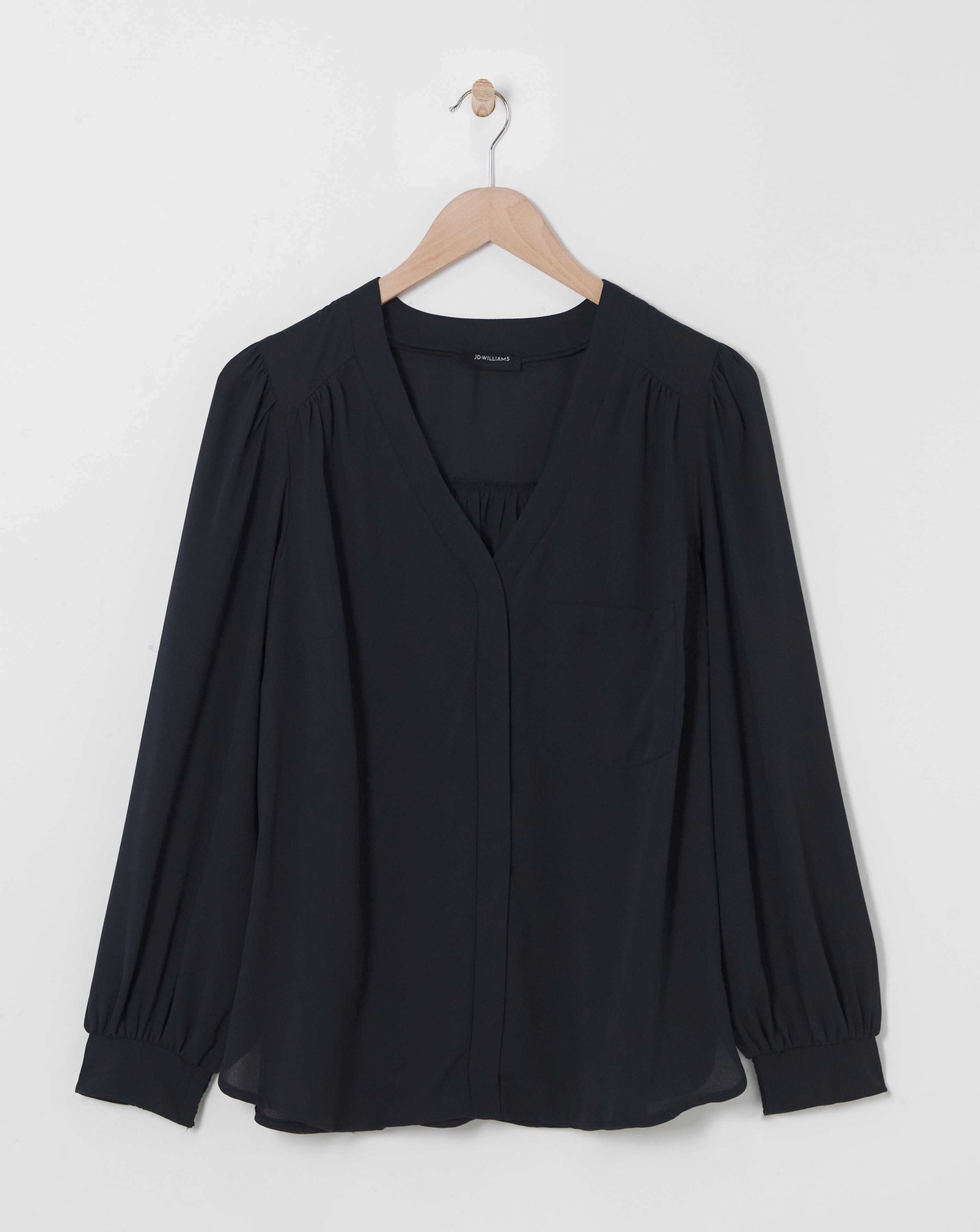 Placket Front Pocket Blouse