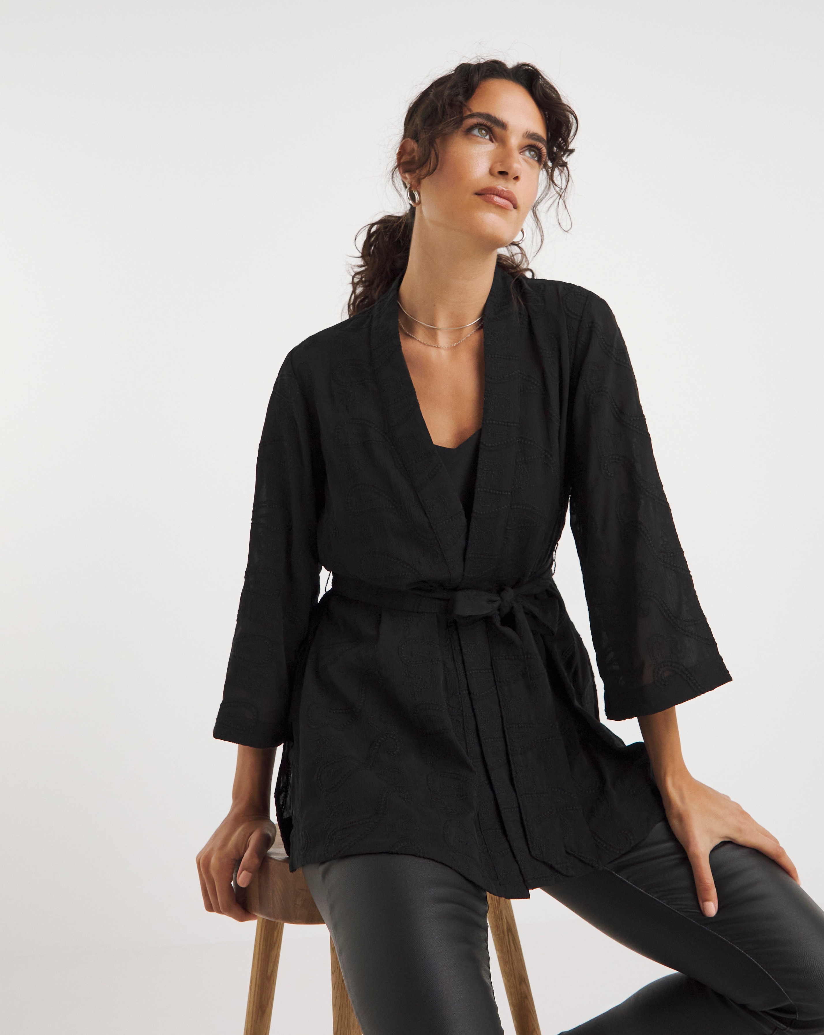 Embroidered Sheer Kimono