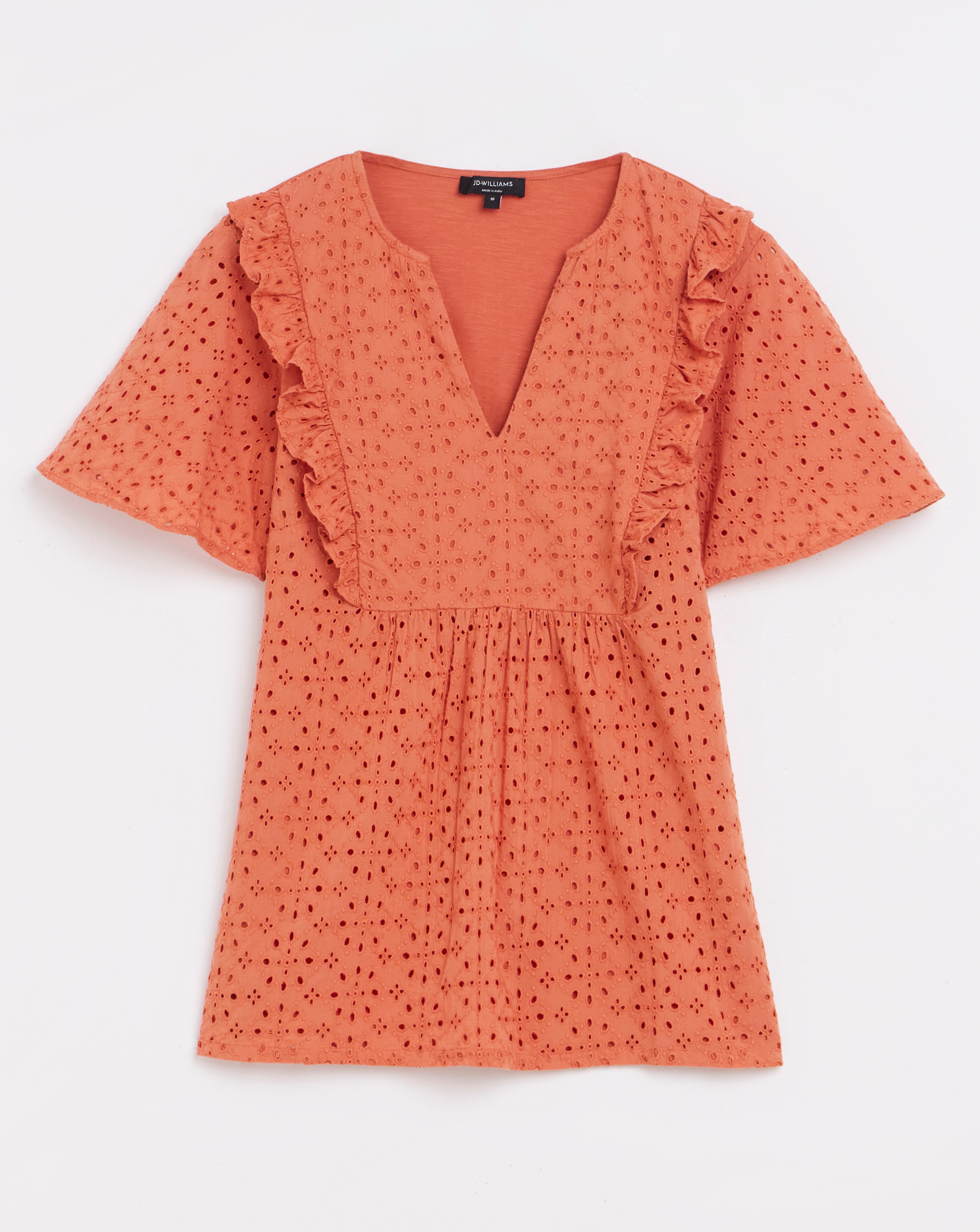 Broderie Frill Jersey Back Top