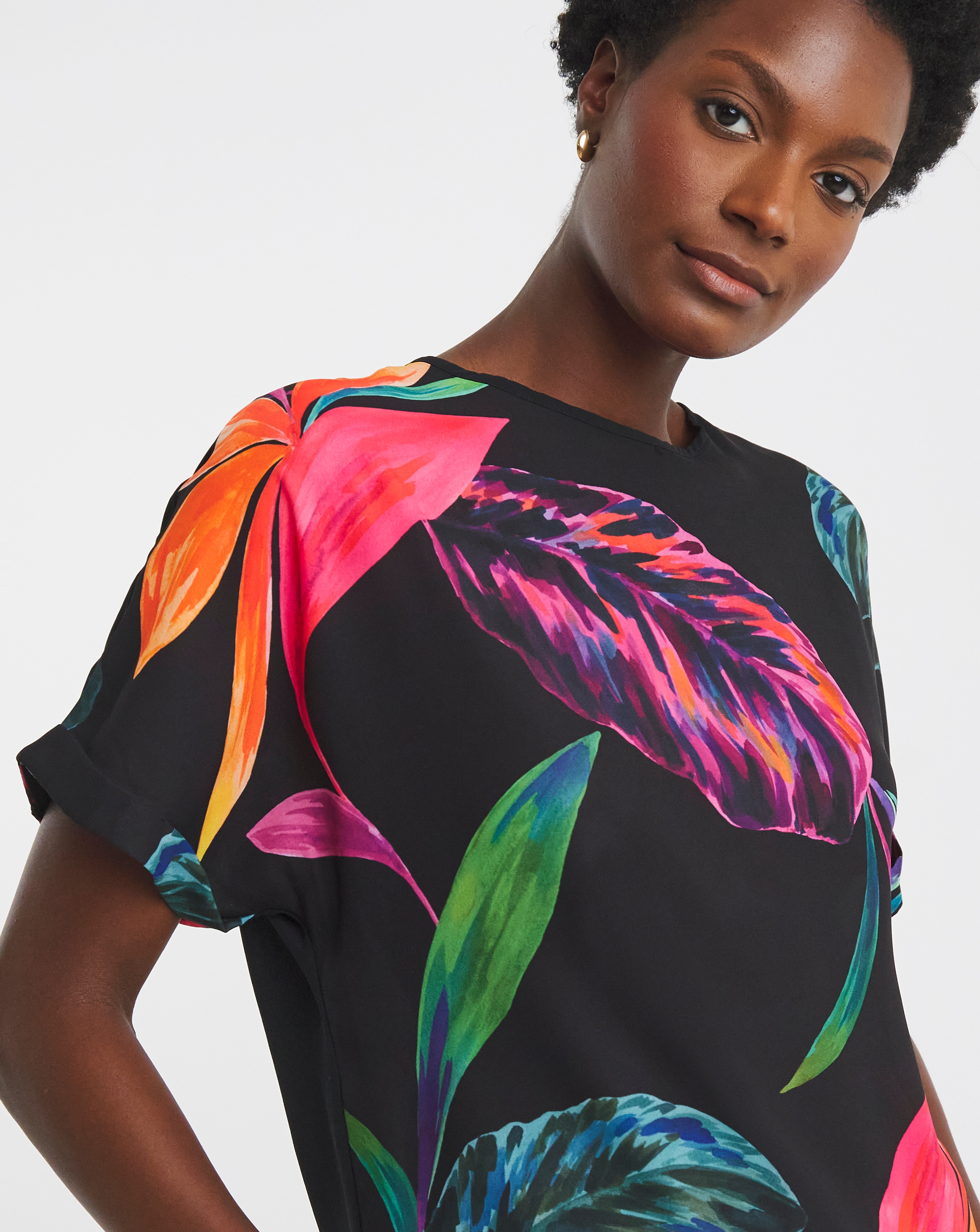 Woven Short Sleeve Boxy Top