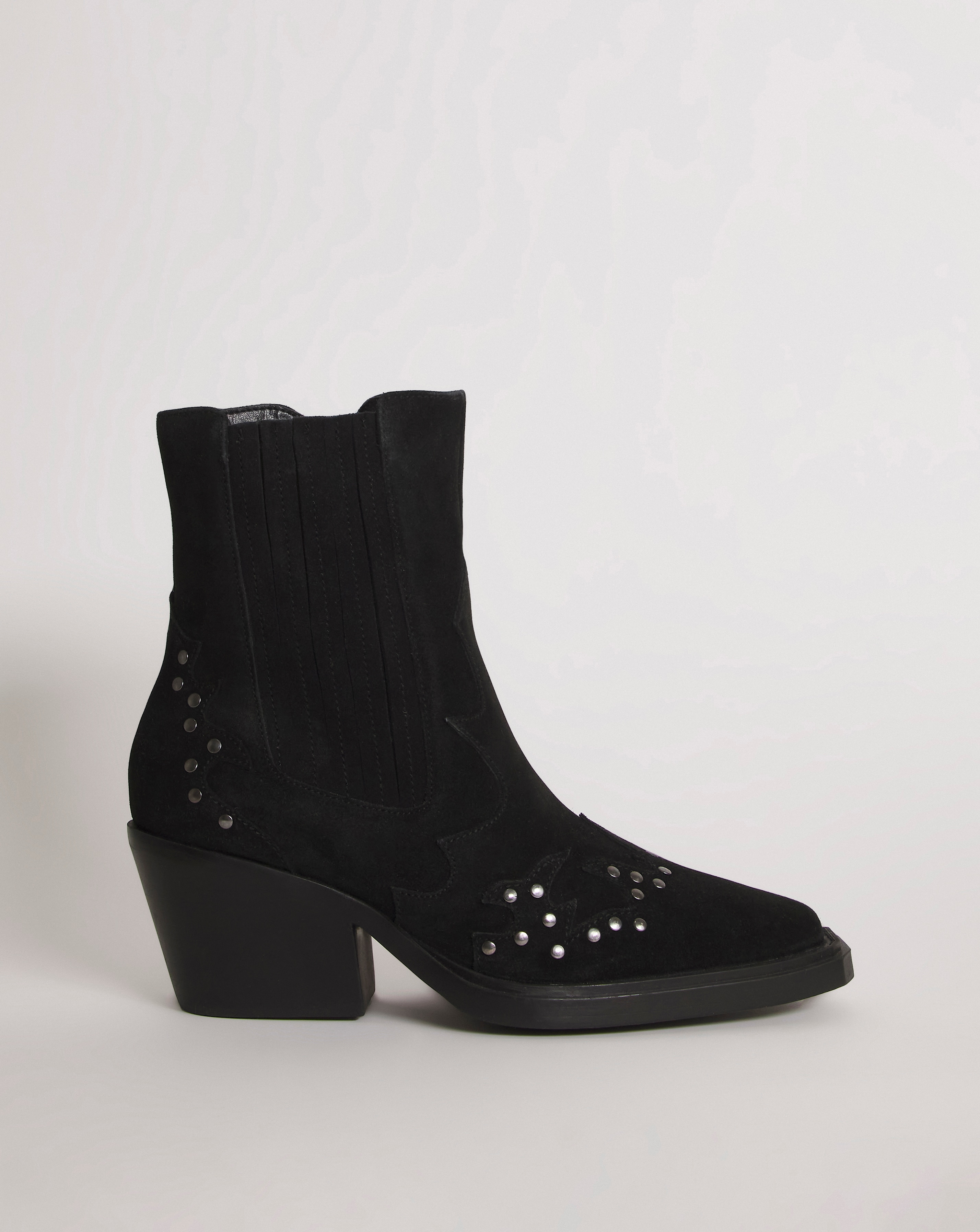 Studded Cowboy Ankle Boots Ex Wide