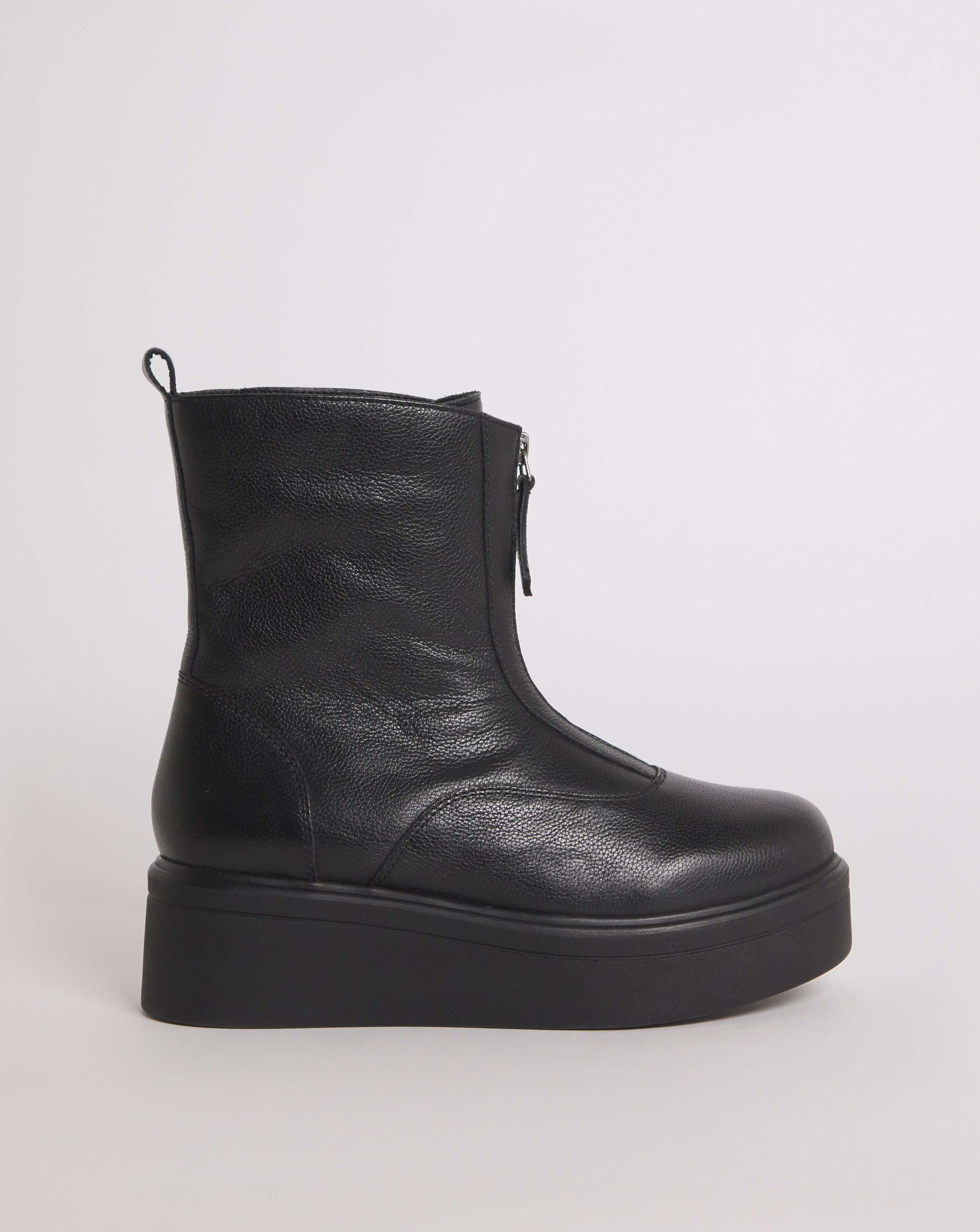 Keeva Leather Wedge Zip Ankle Boots Ex Wide Fit