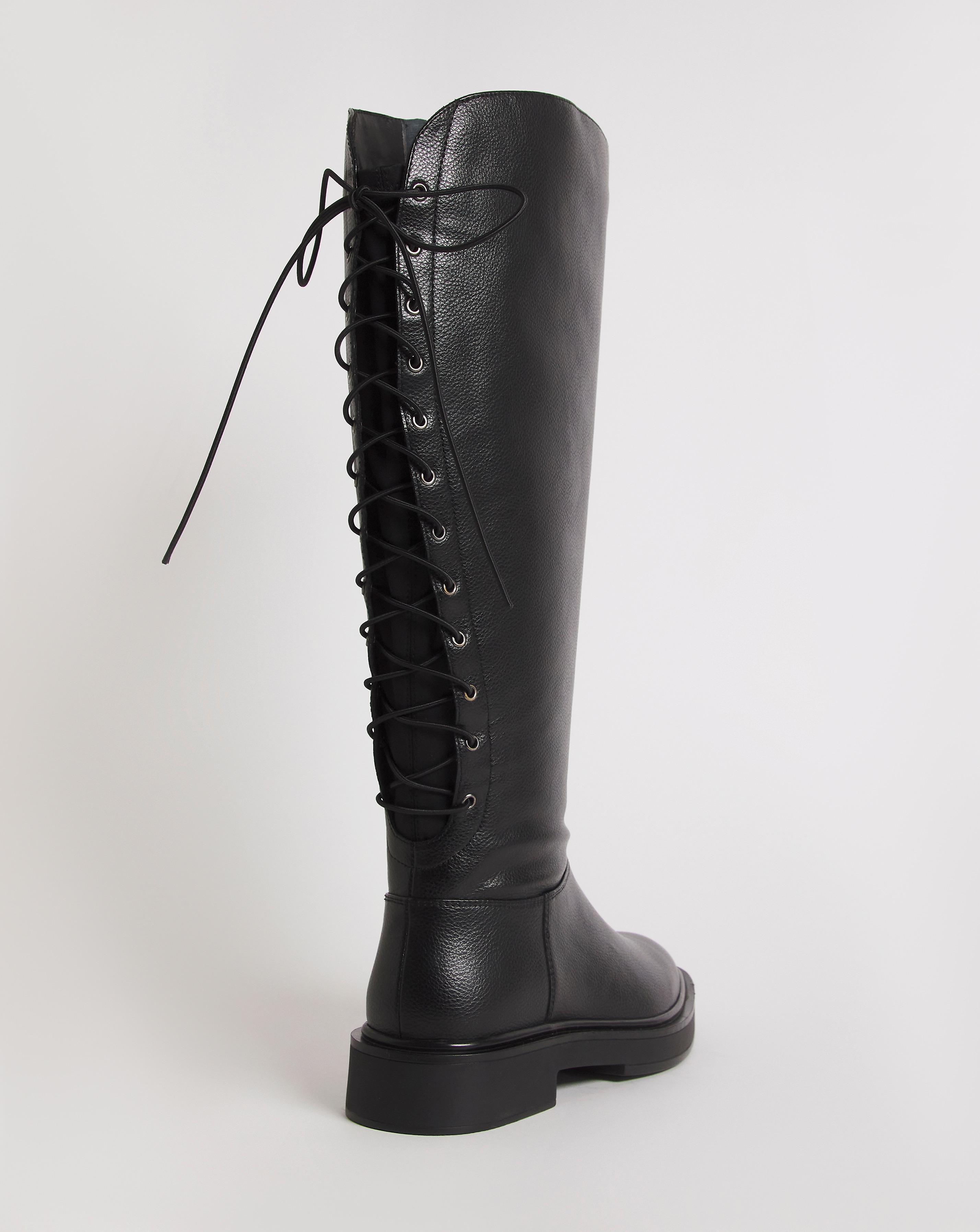 Lace Up Back Knee Boots Wide C Fashion World