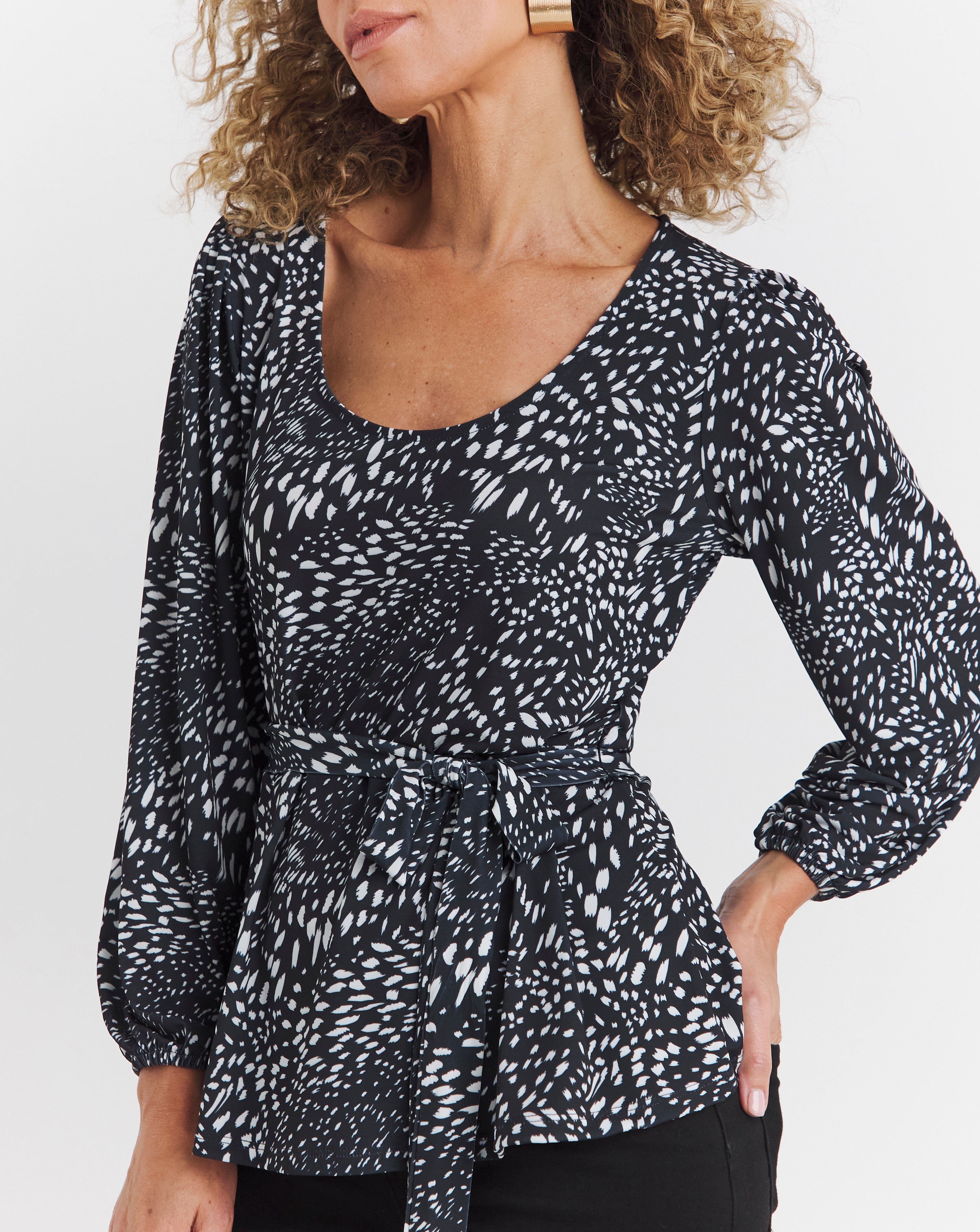 Tie Waist Printed Top