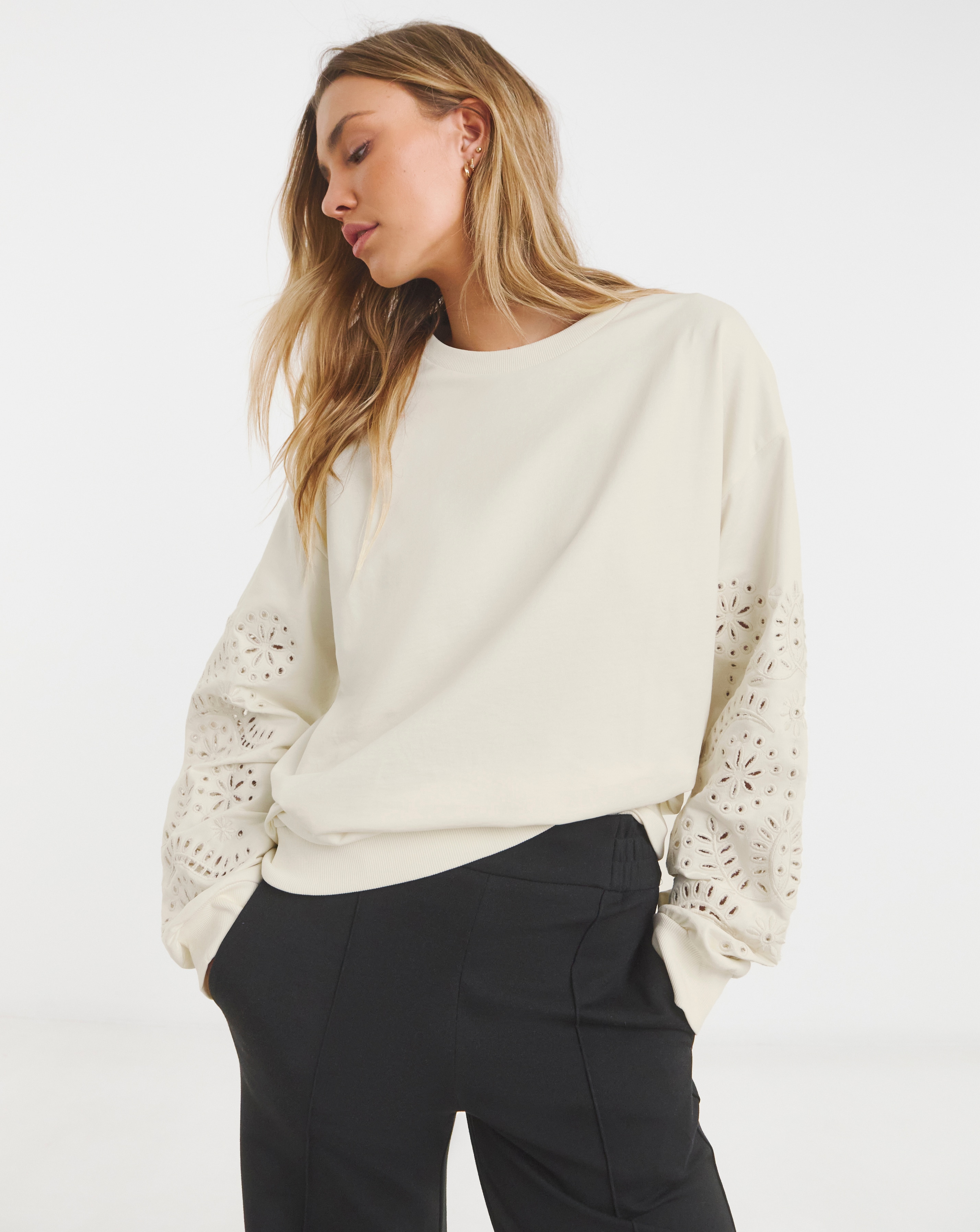 Simply Be Cut Work Sleeve Sweatshirt