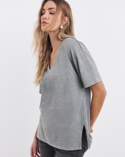 Simply Be Oversized V Neck T-Shirt
