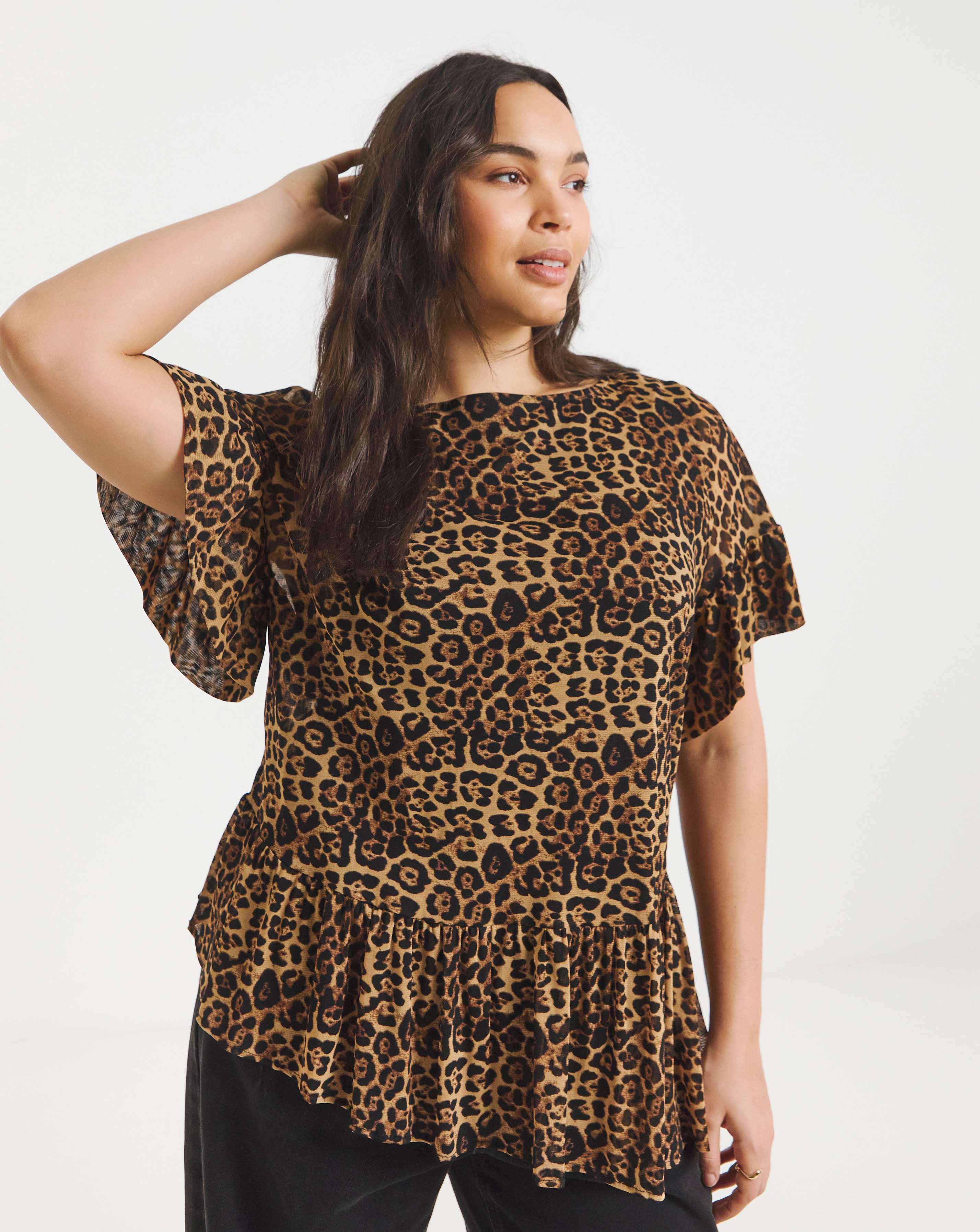 Simply Be Asymetric Leopard T-Shirt