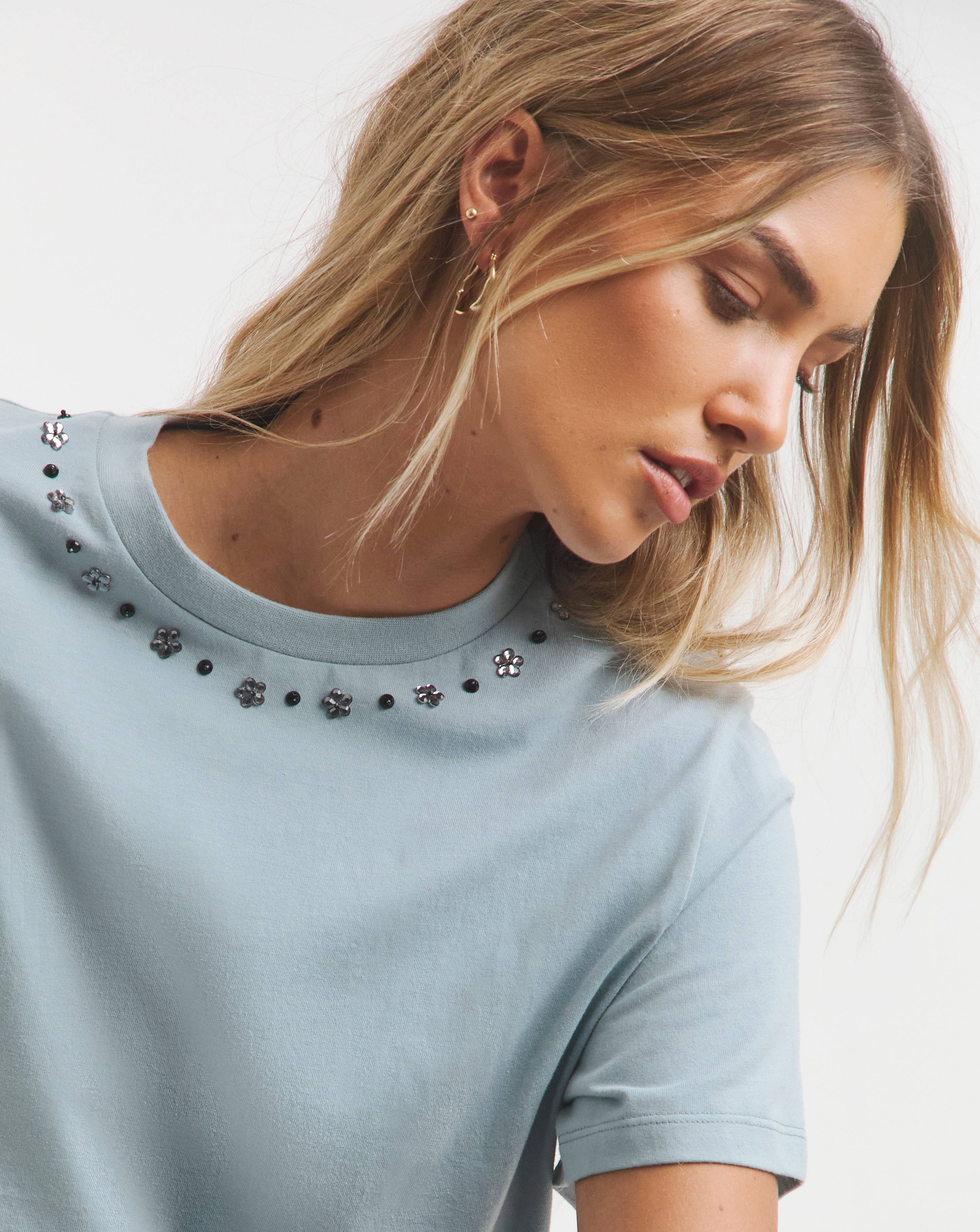 Simply Be Embellished Neckline T-Shirt
